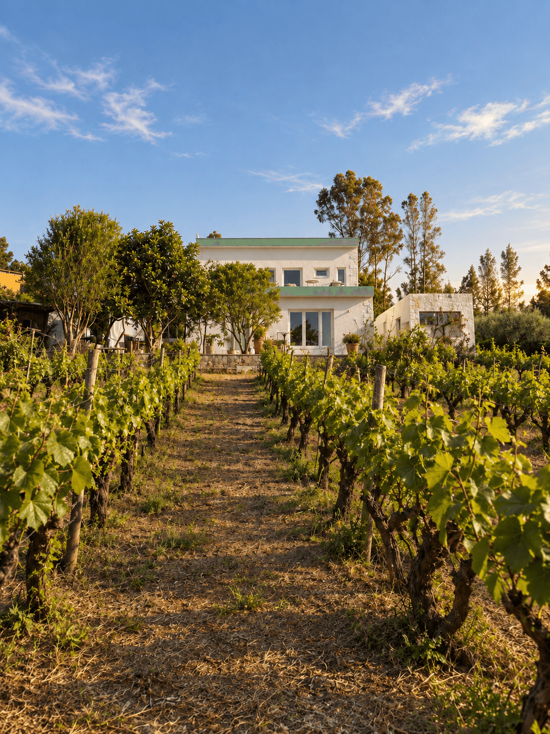 Quinta Nuara viewed along the vineyard rows.